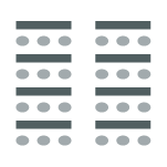 Room setup icon showing tables and chairs facing front of room