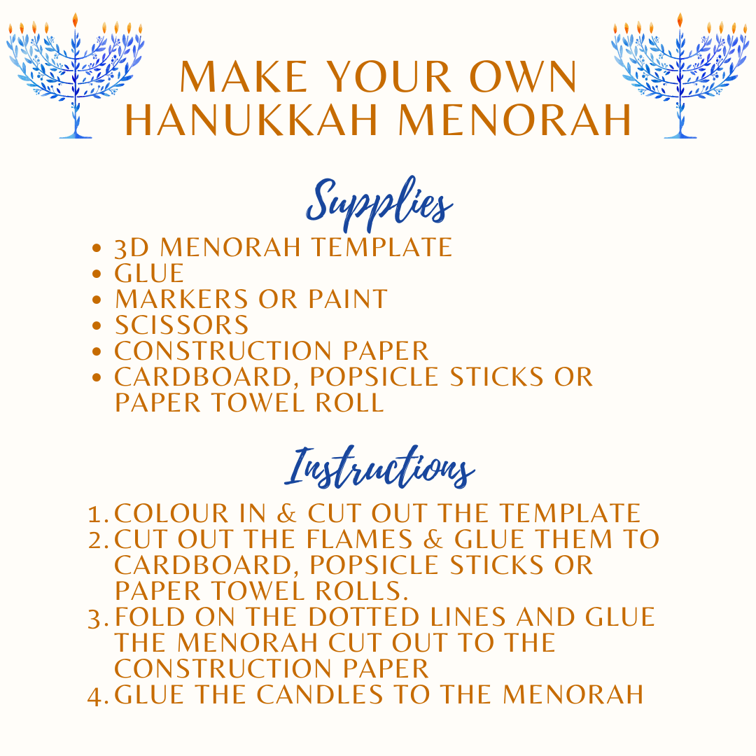 Menorah Supplies and Instructions