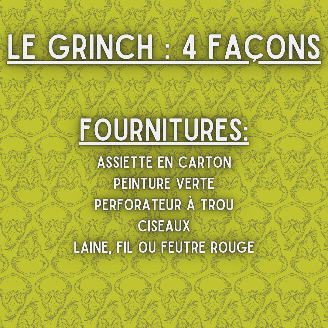 Fournitures : 1) assiette en carton 2) peinture verte 3) ciseaux 4) laine, fil ou feutre rouge