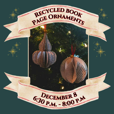 recycled book page ornaments