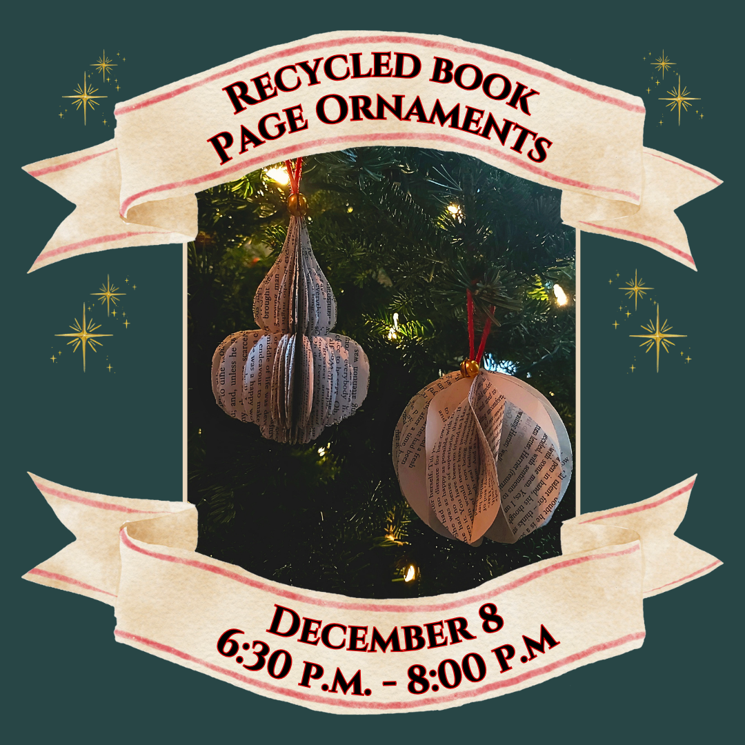 recycled book page ornaments