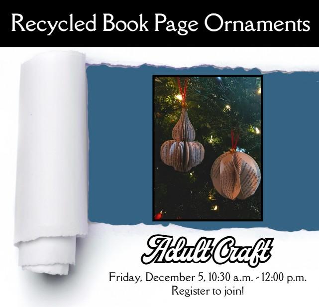 recycled book page ornaments
